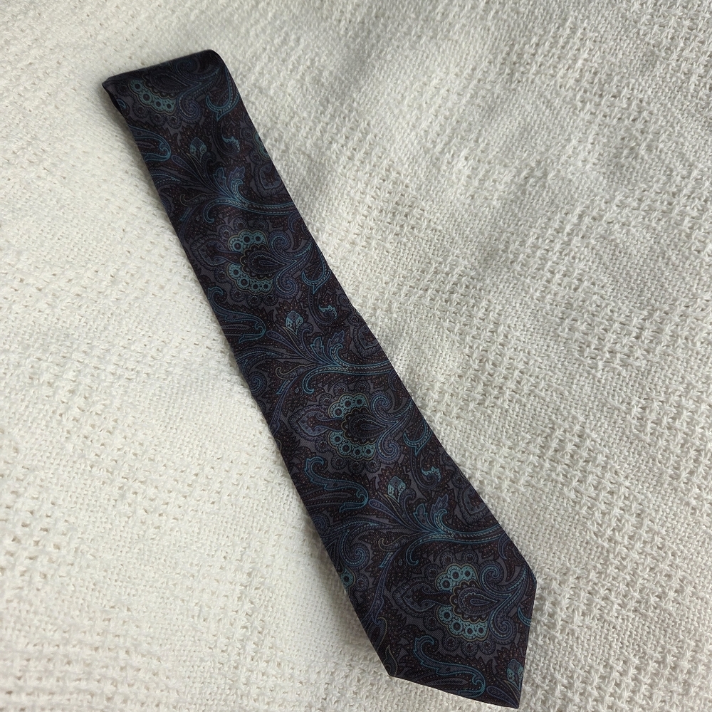 Kenneth Stevens Navy Paisley Silk Tie